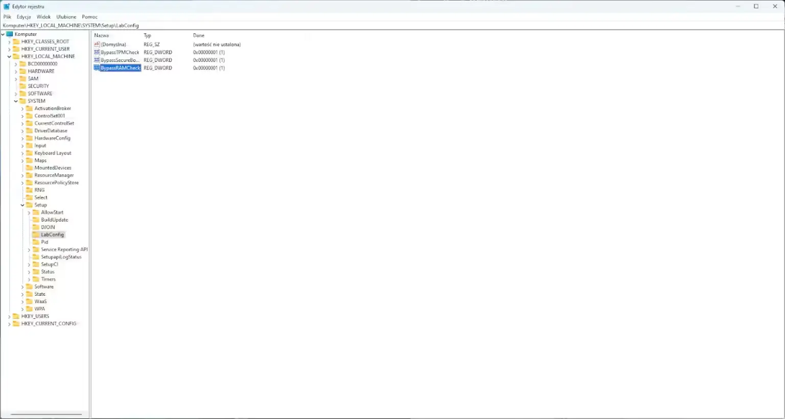 Edycja rejestru jest niezbędna do instalacji systemu Windows 11 na Macu